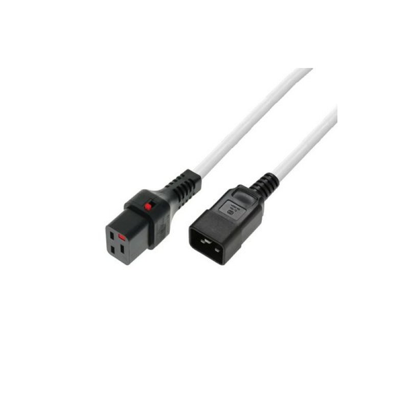 IEC LOCK C20 to C19 power cord White- 2 m