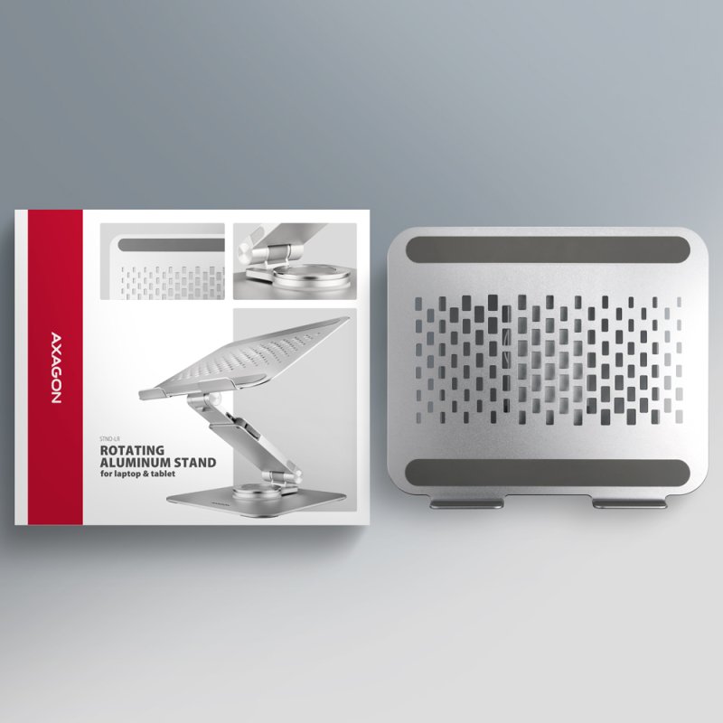 AXAGON STND-L Laptopständer, 10 bis 16 Zoll - aluminium, grau