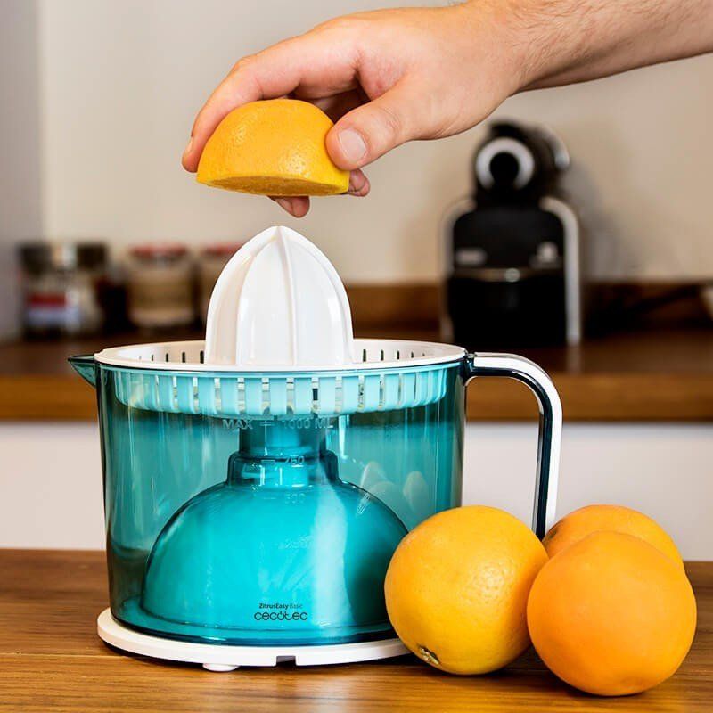 Cecotec ZitrusEasy Basic Hand juicer 40 W Transparent, Turquoise, White