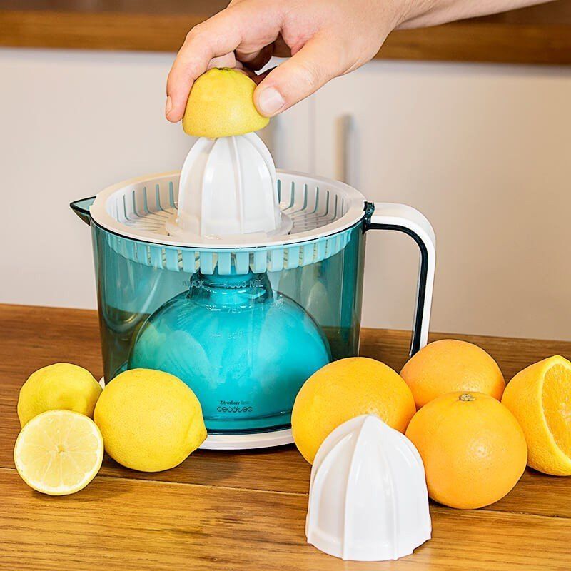 Cecotec ZitrusEasy Basic Hand juicer 40 W Transparent, Turquoise, White