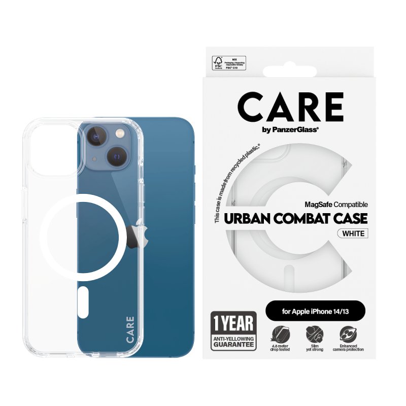 PanzerGlass CARE by Flagship Case White MagSafe iPhone 14.13 coque de protection pour téléphones portables Housse
