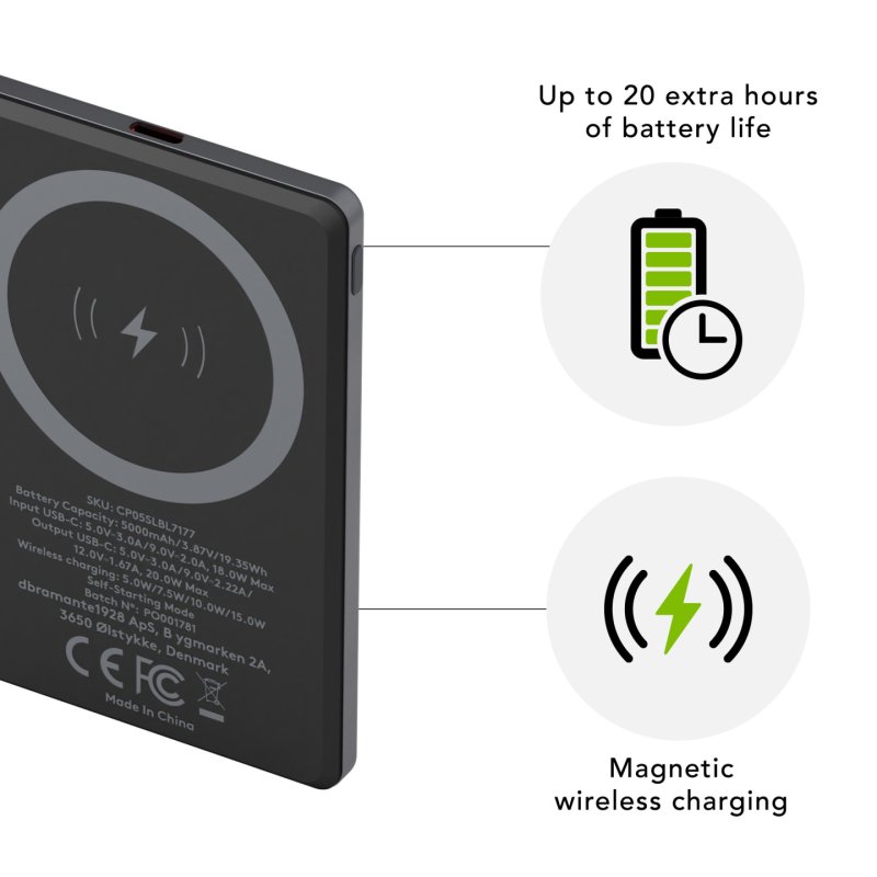 dbramante1928 re-charge 5000 mAh Recharge sans fil Gris