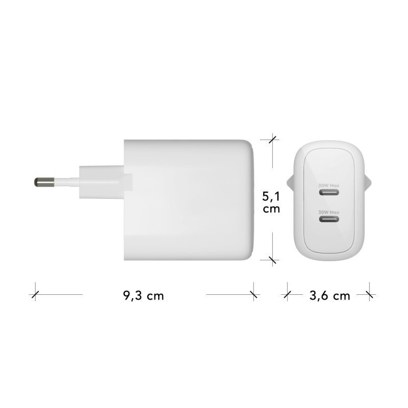 dbramante1928 re-charge - EU Wall Charger - 2x USB-C 30W - W