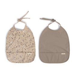 Filibabba - Bib with ties 2-pack - Little Wonders Warm Grey - 6-36 m