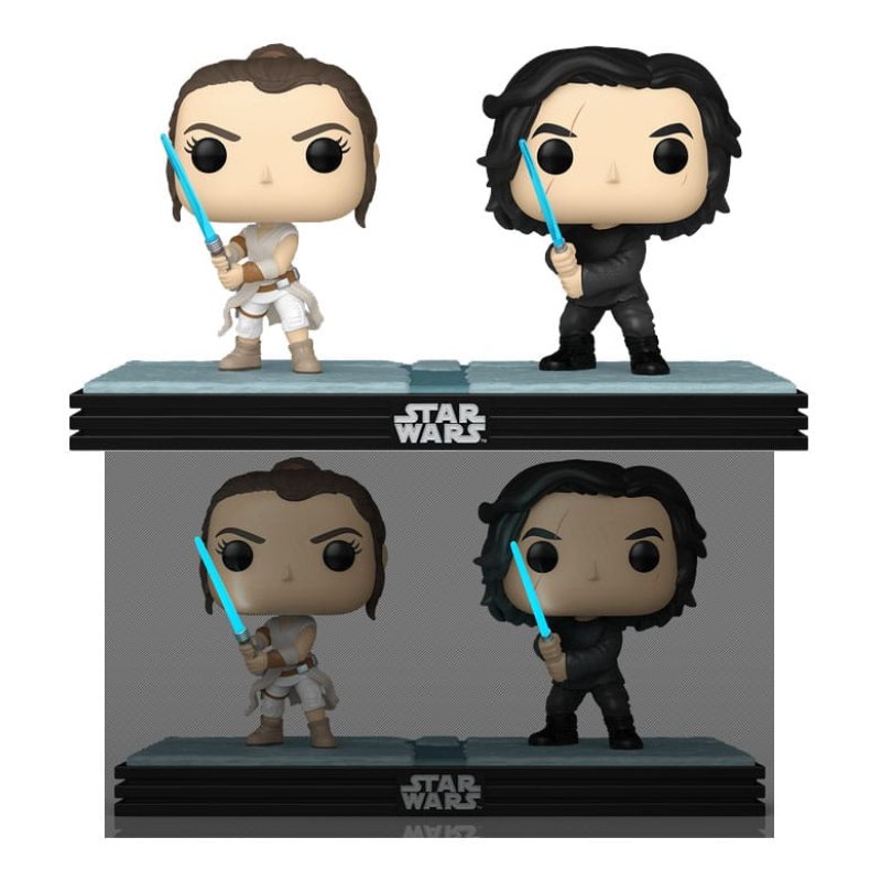 Star Wars pack 2 POP! Movie Moments Vinyl Bobble Head Kylo & Rey 9 cm