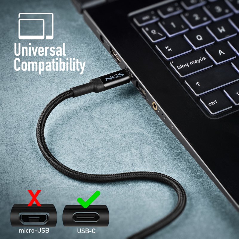 NGS KNOT 65W-3 USB cable USB 2.0 3 m USB C Black