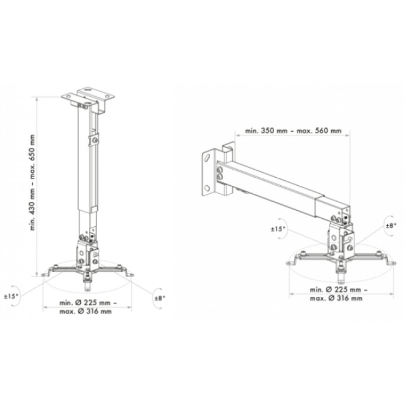 Schwaiger BDH Höhe 430-650mm Max.20KG neig-drehbar weiß