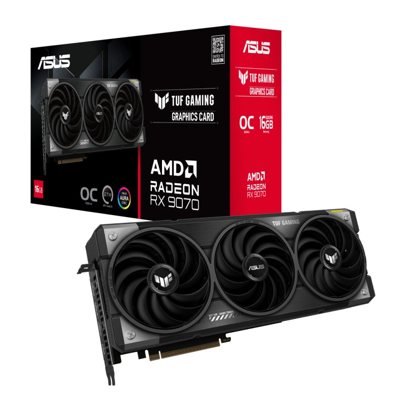 Asus TUF GAMING RX9070 OC, PCIe5, 16GB DDR6, HDMI, 3 DP, RGB Lighting, Overclocked