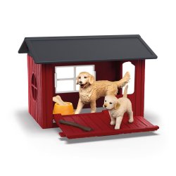 Schleich FARM WORLD Hundehütte mit Goldenretrievern