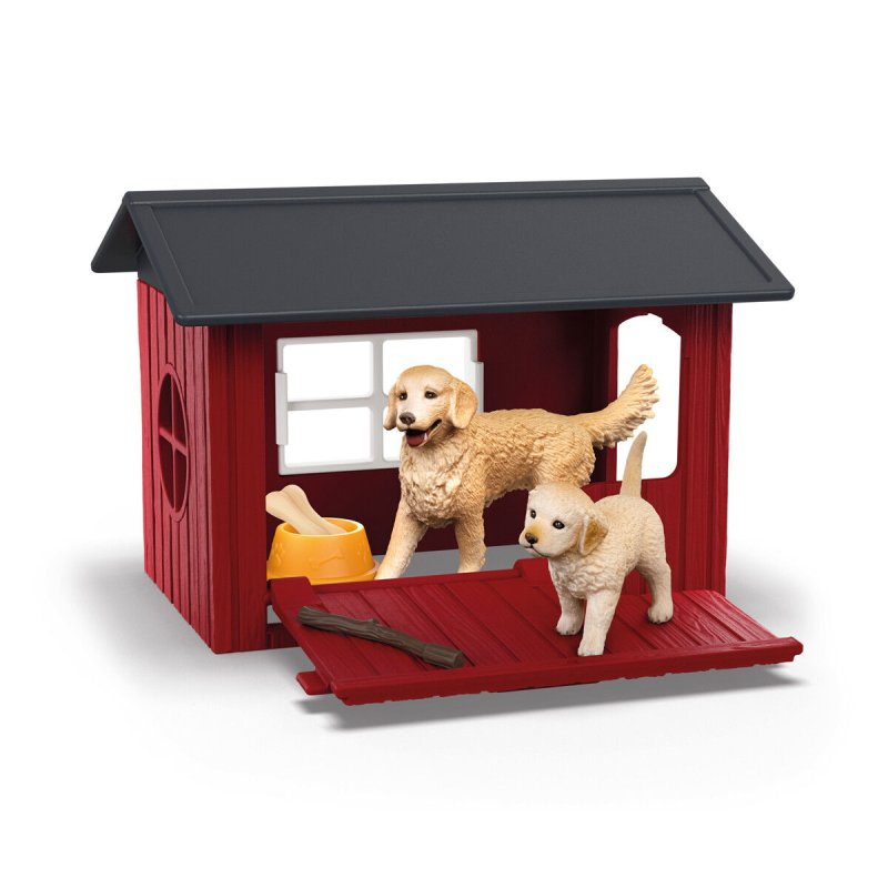 Schleich FARM WORLD Hundehütte mit Goldenretrievern