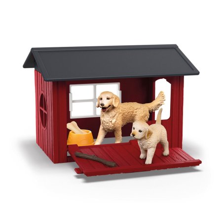 Schleich FARM WORLD Hundehütte mit Goldenretrievern