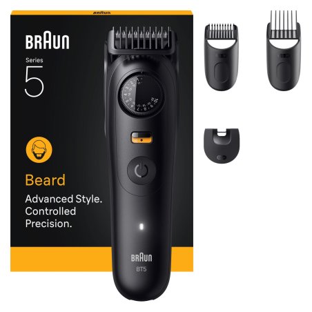 Braun - Beard Trimmer Series 5, 4 Styling Tools, BT5520 - Black