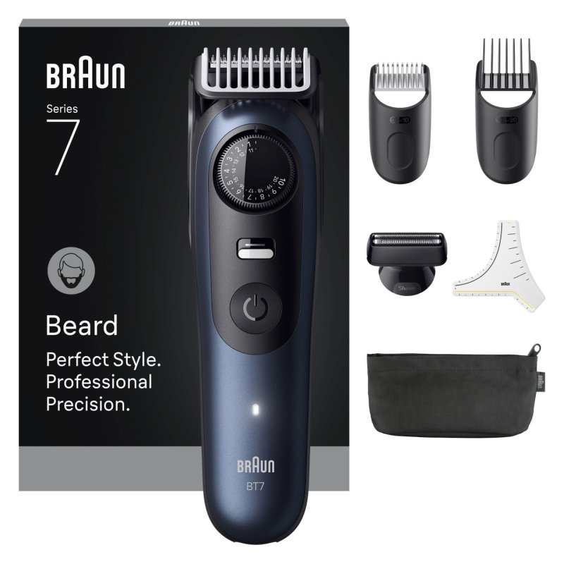Braun - Beard Trimmer Series 7, 6 Barbering Tools, BT7520 - Black / Deep Blue