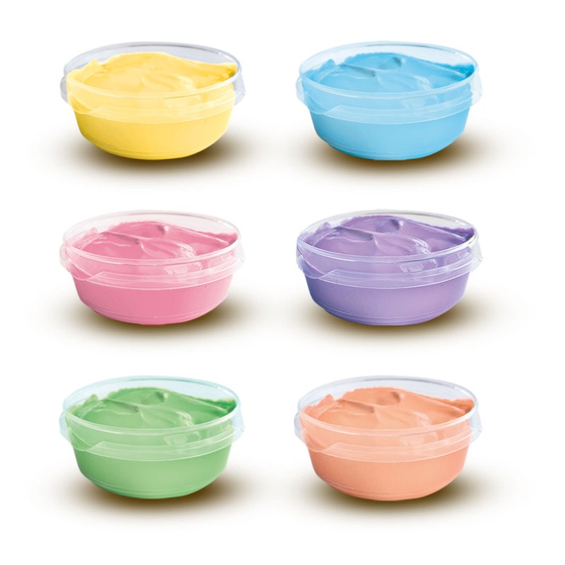 SES Creative 00397 Pastel Finger Paint - Pastel Orange, Blue, Pink, Lilac, Green, and Yellow - Soft Colours - 6 Pots x