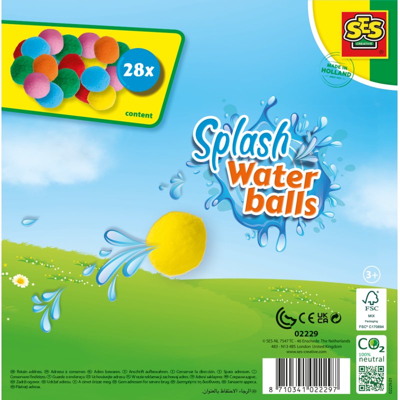 SES Creative Splash water balls - The alternative for water-balloons, Can be used again and again, Can be used wet and