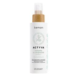 Kemon Actyva Volume and Body Bodyfying Spray with Flaxseed Anti-Static Effect Silicone-Free 125ml