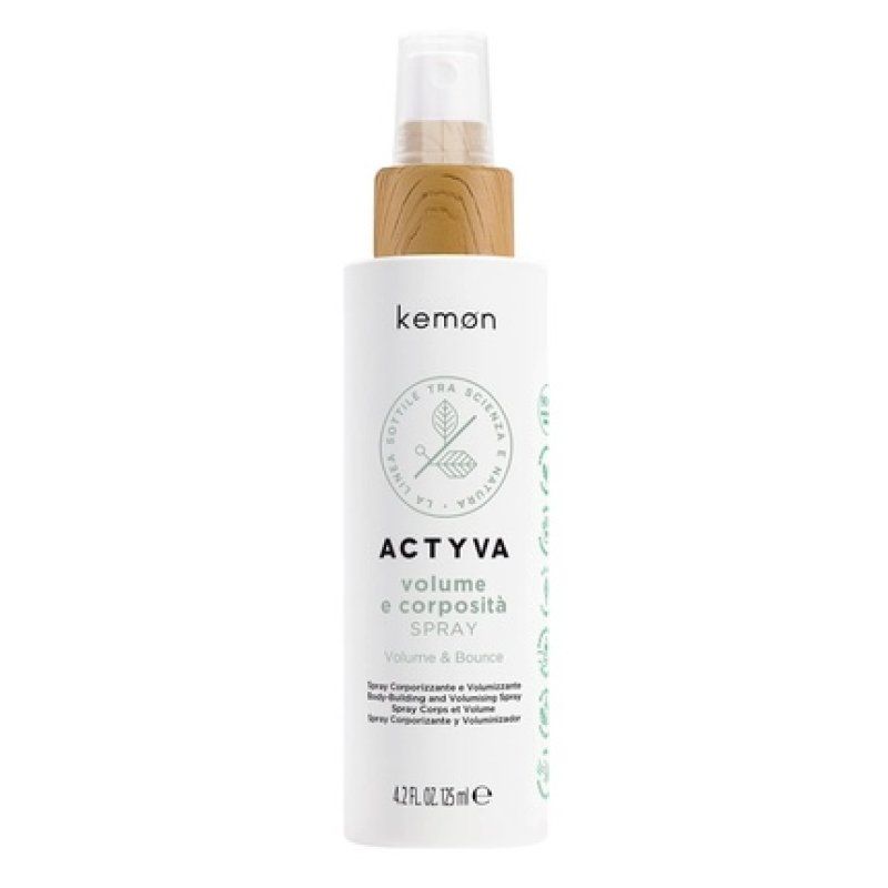 Kemon Actyva Volume and Body Bodyfying Spray with Flaxseed Anti-Static Effect Silicone-Free 125ml