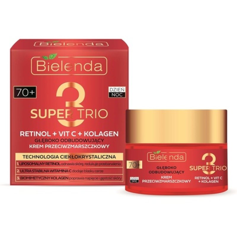 Bielenda Super Trio Retinol Vitamin C Collagen Deeply Rebuilding Anti-Wrinkle Cream 50ml