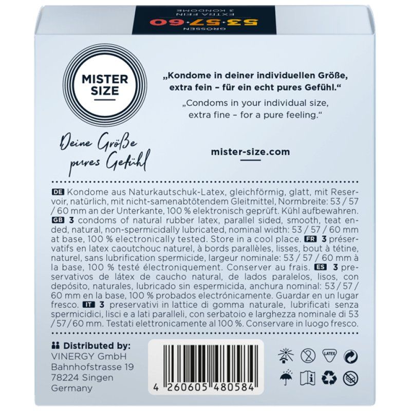 MISTER SIZE 4260605480584 préservatif 3 pièce(s) Lisse