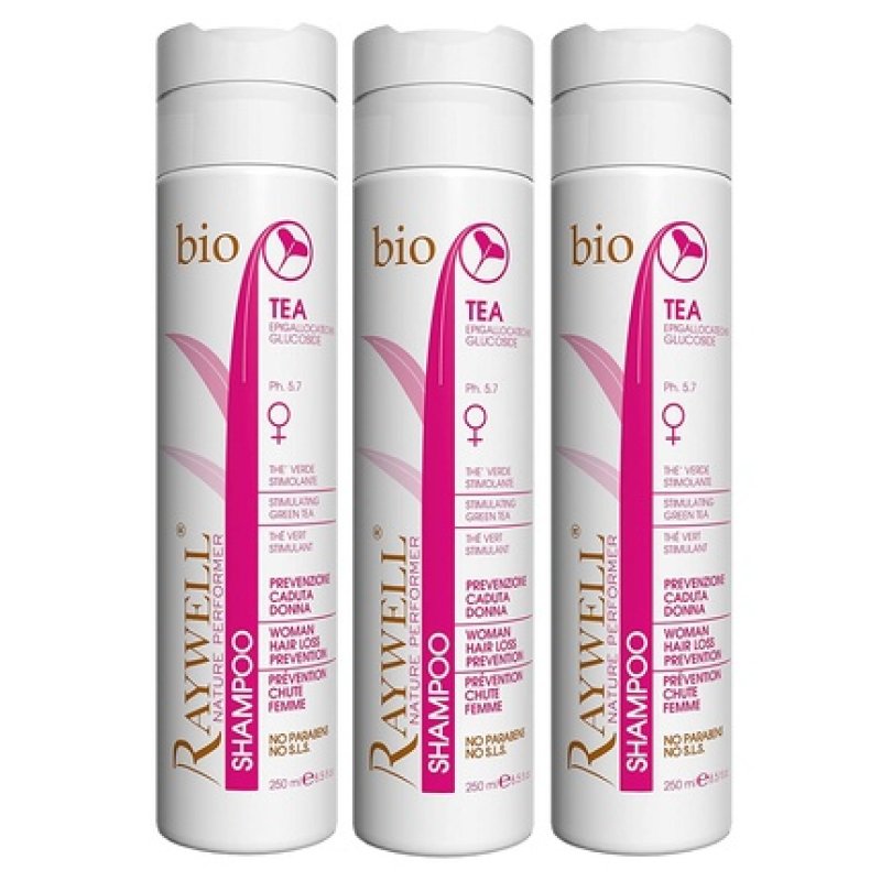 Woman Hair Loss Prevention Bio Tea Raywell Shampoo 250ml - Pack of 3