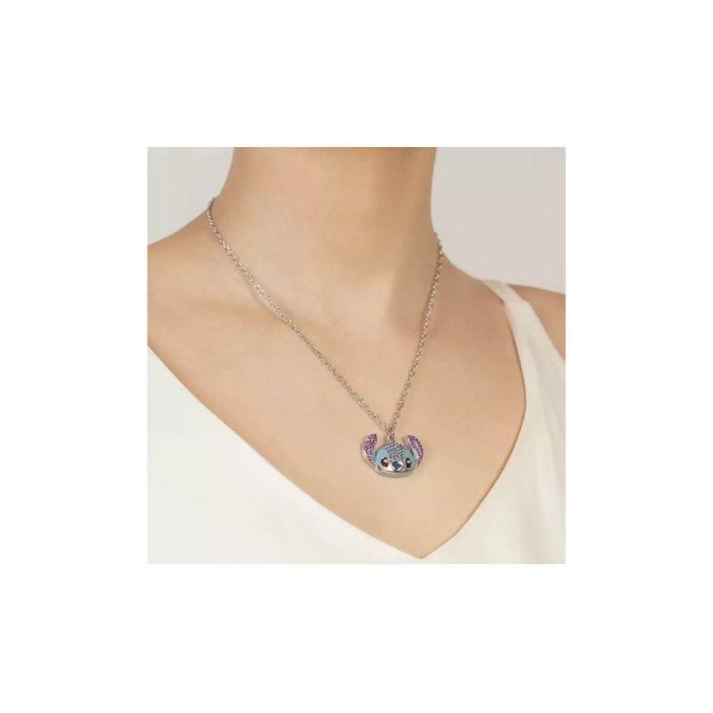 STITCH - Head - Collier avec Pendentif Serti de Pierres 16mm