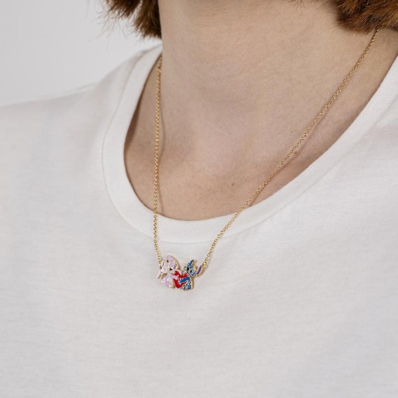 STITCH & ANGEL - Love - Collier avec Pendentif 18mm
