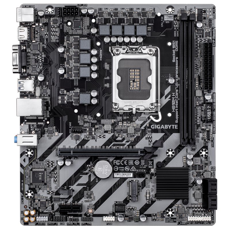 GIGABYTE H810M H Carte mère - Processeurs Intel Core Ultra (Série 2), VRM 4 1 2 phases, jusqu'à 6400 MHz DDR5,