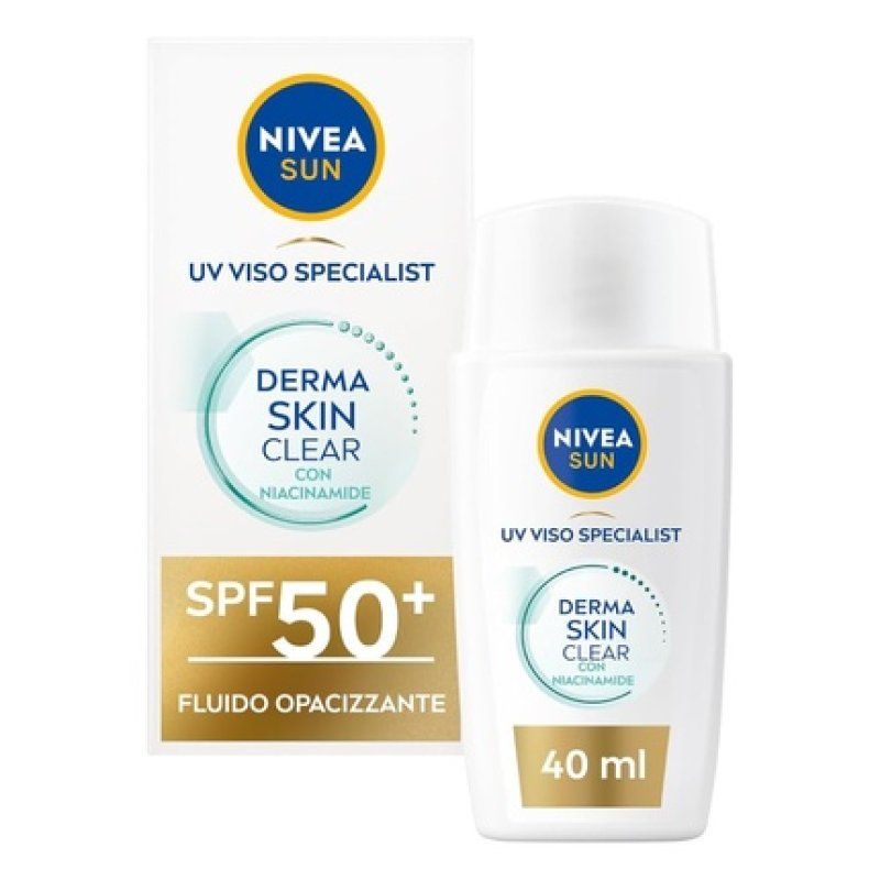 NIVEA Sun Derma Skin Clear Face Sunscreen SPF 50 40ml with Anti-Imperfections Complex Niacinamide