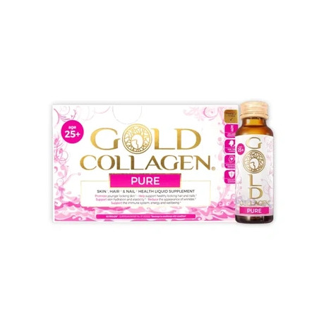 Minerva Research Labs Gold Collagen Pure 25 Liquid Supplement For Hair, Skin, And Nails - 10 Vials