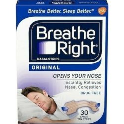 Breathe Right Original Tan Nasal Strips - Large Size, 30 Count