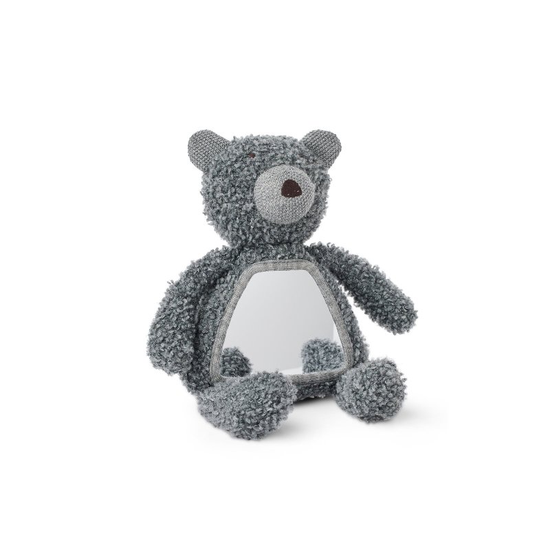 Smallstuff - Activity bear w. mirror, wool bouclé, grey - (40048-04)