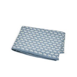 Smallstuff - Baby blanket AO elephants - Merino Wool Blue - 80x100 cm (70007-91)