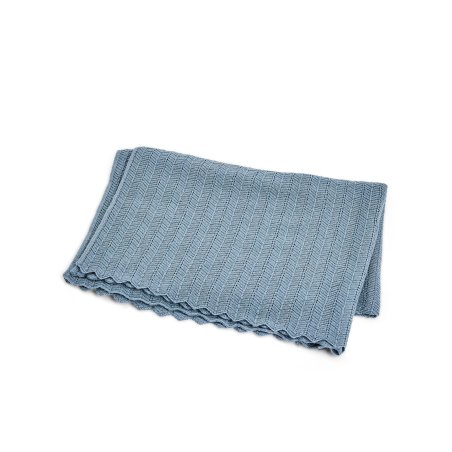 Smallstuff - Baby blanket, fishbone, merino wool - Blue - 80x100 cm (70007-84)