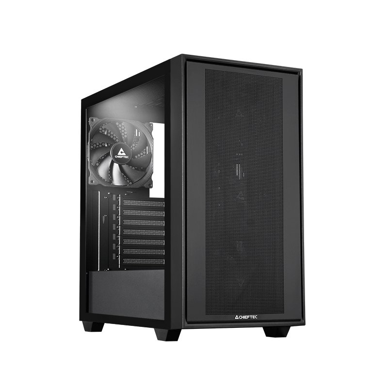 Chieftec Midi Tower GS-03B-BLK-OP, Schwarz Black