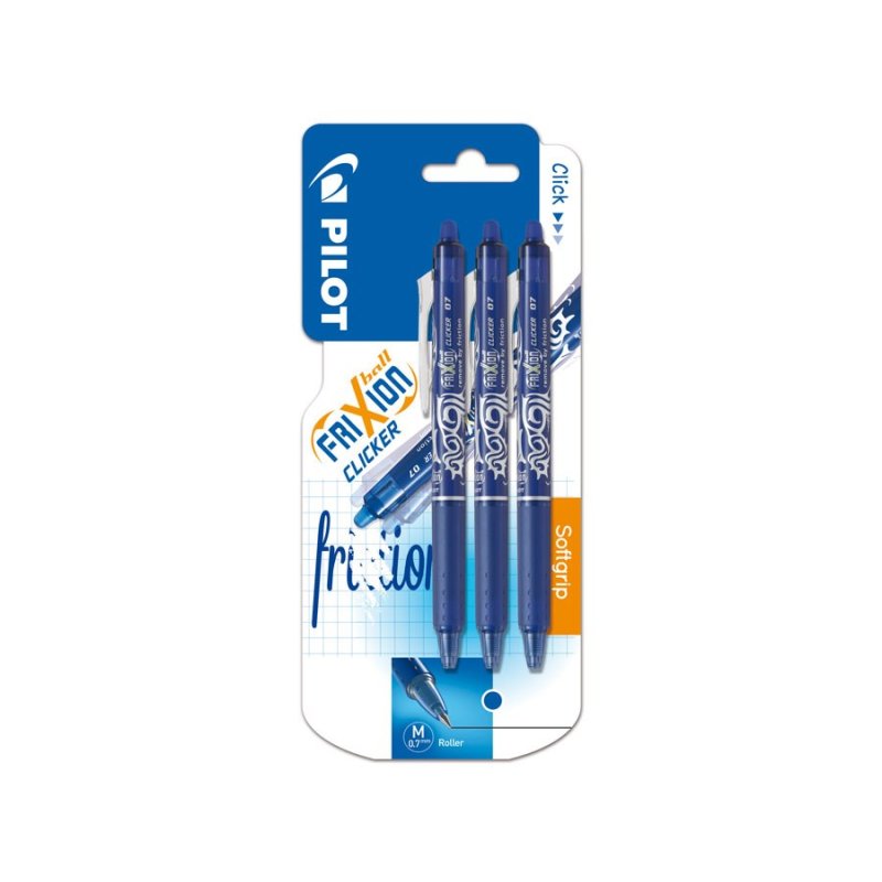 Pilot - FriXion Clicker 0.7 – Blue (Pack of 3)