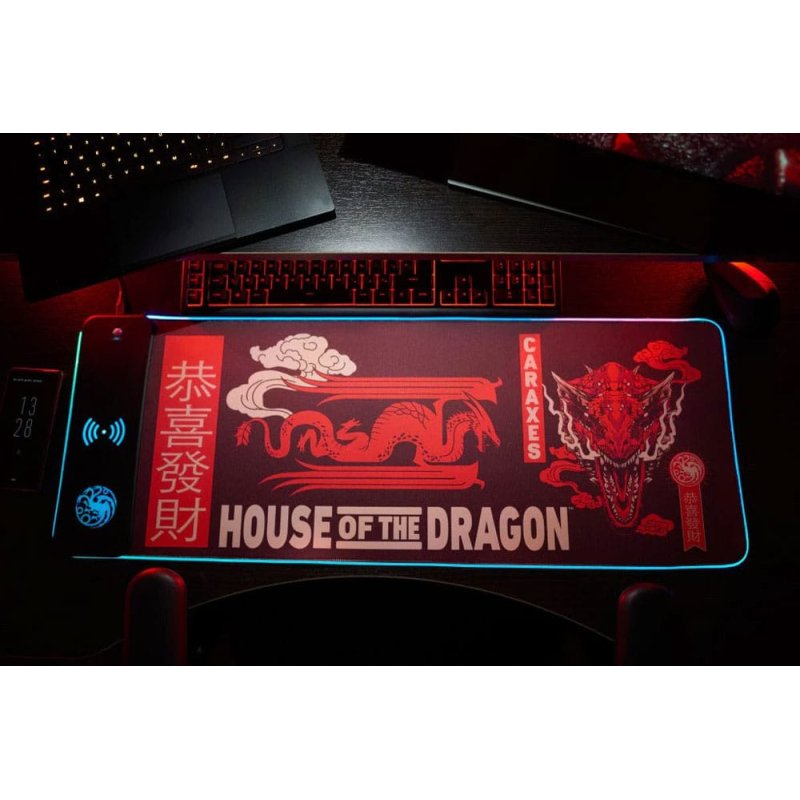 Numskull - House of Dragons - Tapis de souris de jeu XXL et chargeur sans fil