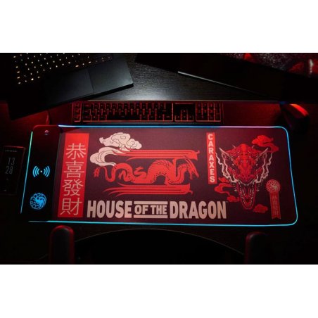 Numskull - House of Dragons - Tapis de souris de jeu XXL et chargeur sans fil