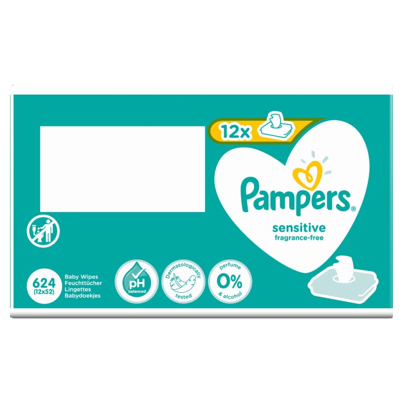 Pampers Sensitive Baby Wipes Unscented, For A Gentle And Soft