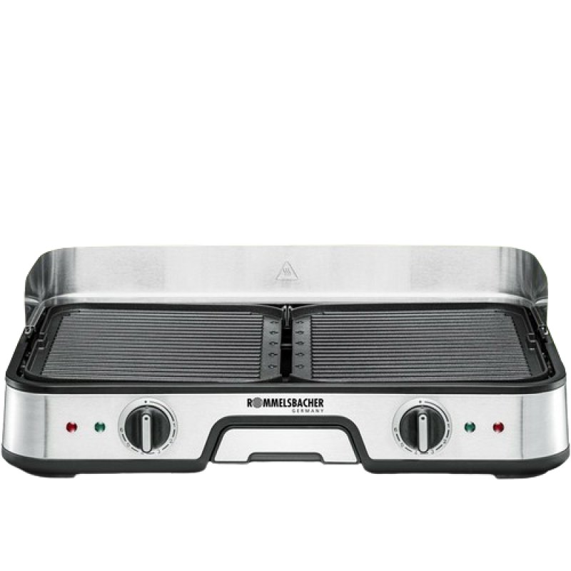 Rommelsbacher BBQ 2025 plancha éléctrique Pose libre 2000 W Noir, Acier inoxydable