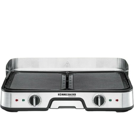 Rommelsbacher BBQ 2025 plancha éléctrique Pose libre 2000 W Noir, Acier inoxydable