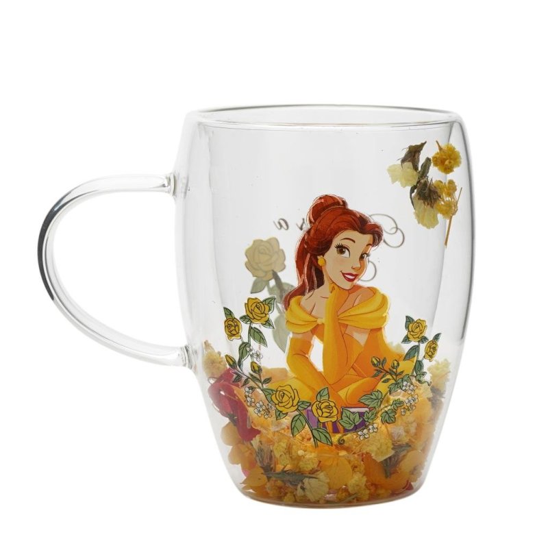 DISNEY PRINCESSES - Belle - Verre avec Fleurs Sechées