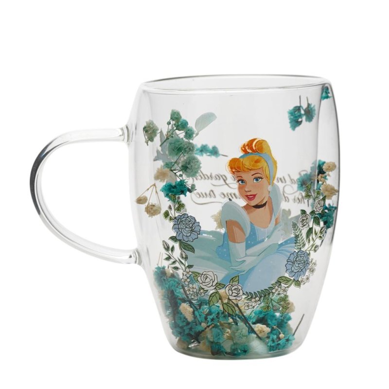 DISNEY PRINCESSES - Cendrillon - Verre avec Fleurs Sechées