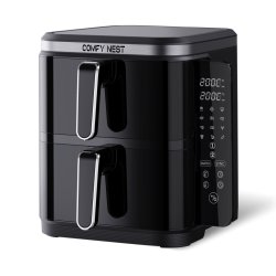 Comfy Nest CN-06177: 2800W Double Basket Air Fryer with Digital Folding Side Panel - 11L