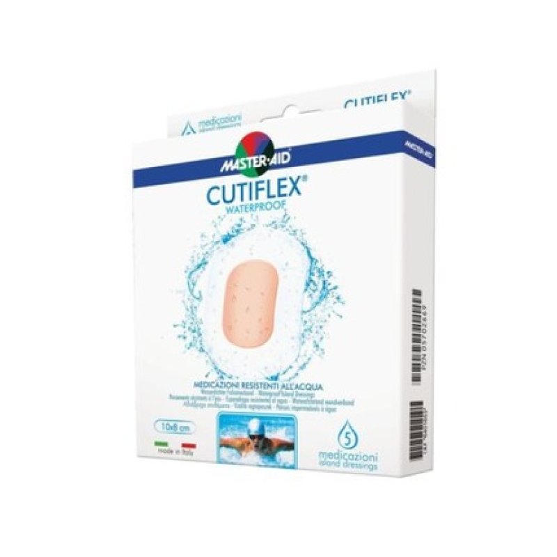 Master-Aid Cutiflex Waterproof and Water-Resistant Bandages 10 x 8 cm - Pack of 5