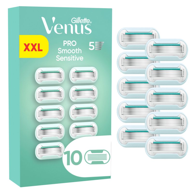 Venus - Gillette Venus Pro Smooth Sensitive Razor Blades, for sensitive skin - Green/White - 10 pcs