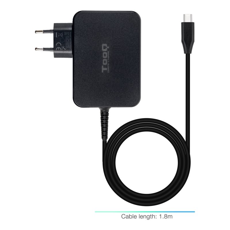 CARGADOR TOOQ PORTATIL GAN USB-C PD 100W NEGRO