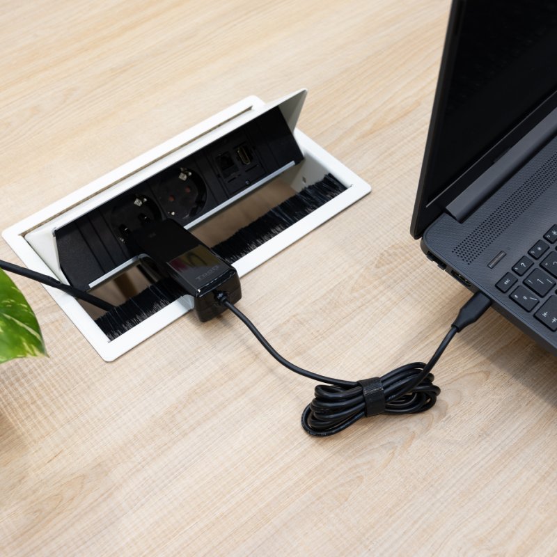 CARGADOR TOOQ PORTATIL GAN USB-C PD 90W CUBICO NEGRO
