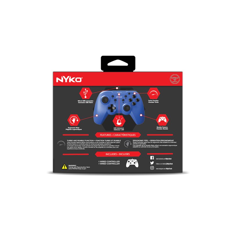 Nyko Prime Controller for Nintendo Switch Blue USB Gamepad