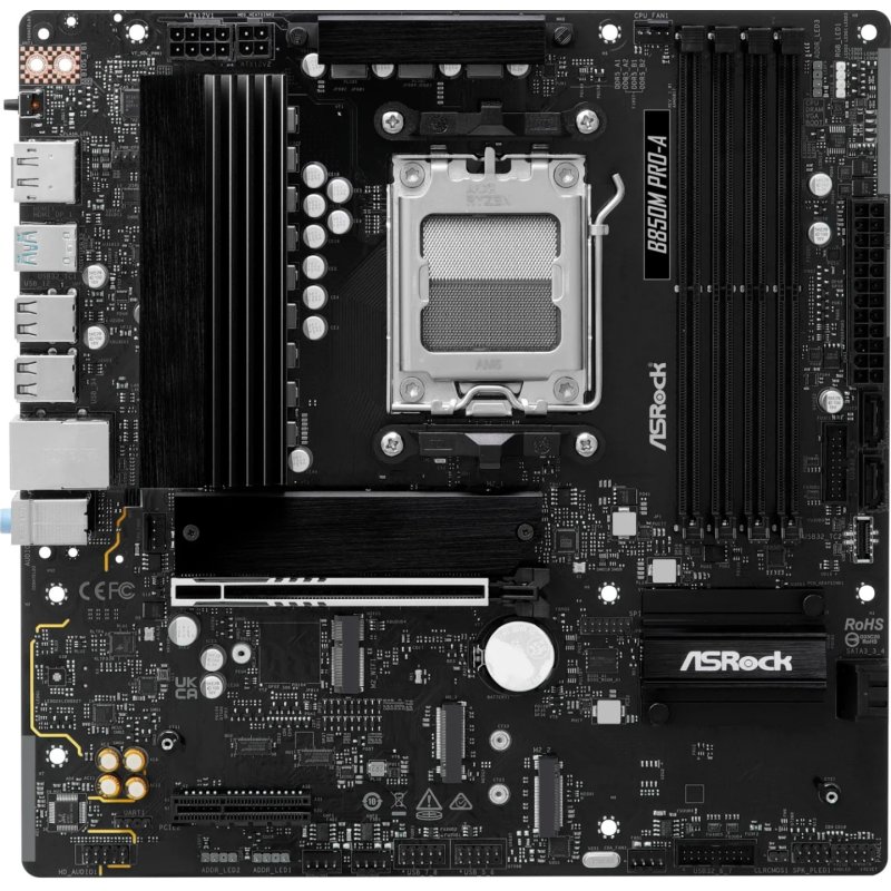 Asrock B850M PRO-A, AMD B850, AM5, Micro ATX, 4 DDR5, HDMI, DP, 2.5G LAN, 3x M.2
