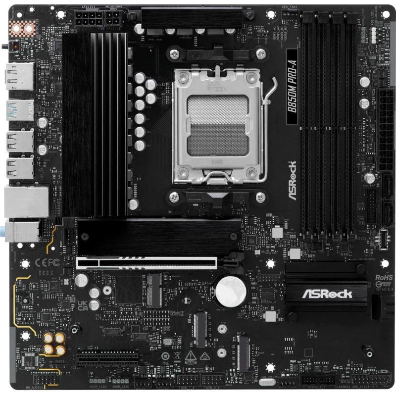 STOCK4 - Asrock B850M PRO-A, AMD B850, AM5, Micro ATX, 4 DDR5, HDMI, DP, 2.5G LAN, 3x M.2
